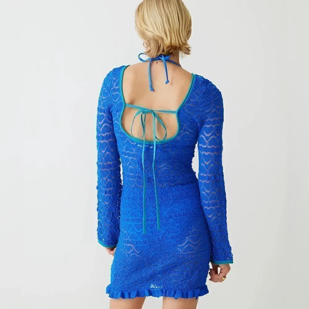 J Crew Limited Edition Open-Back Lace Mini Sweater Dress NWT